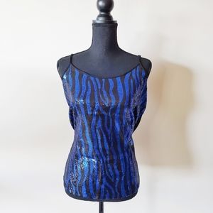 Blue Sequin Tank Top